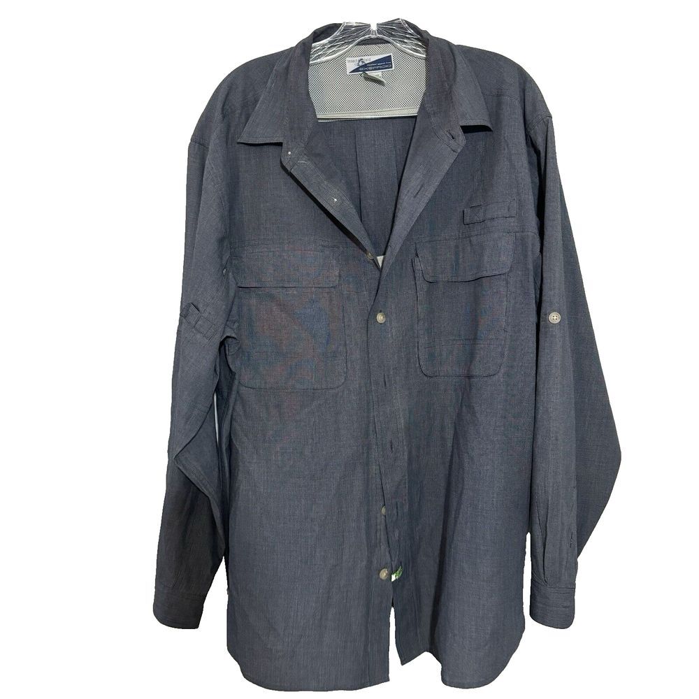 ExOfficio Insect Shield Mens XL Navy Blue Fishing Hiking Shirt 1101-5007